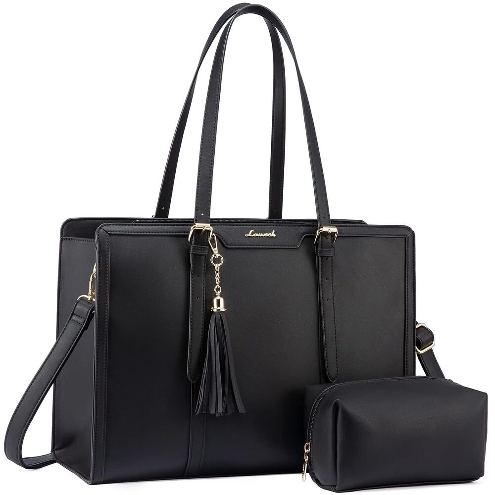 Laptop Bag for Women 15.6 inch Lightweight PU Laptop Tote Bag, Large